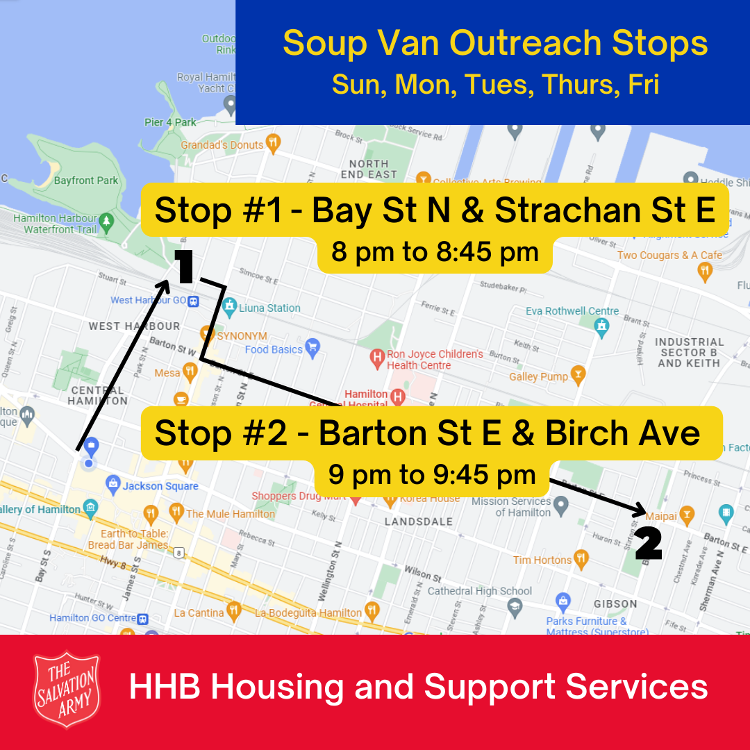 Soup Van Outreach Stops map
